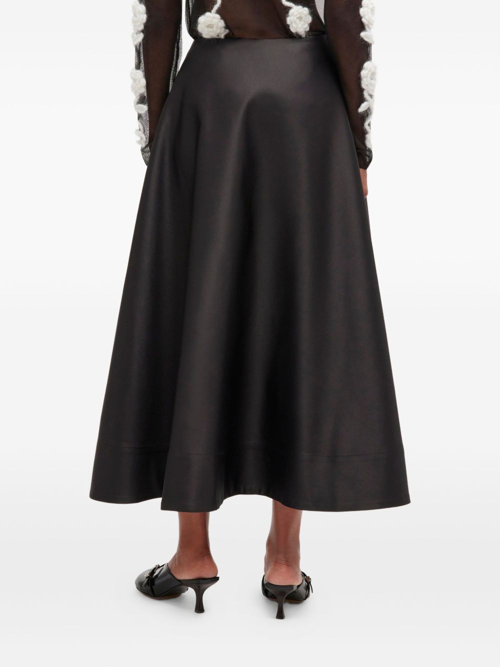 Gonna lunga satinata in nero Ganni - donna 