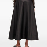 Gonna lunga satinata in nero Ganni - donna 