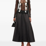 Gonna lunga satinata in nero Ganni - donna 