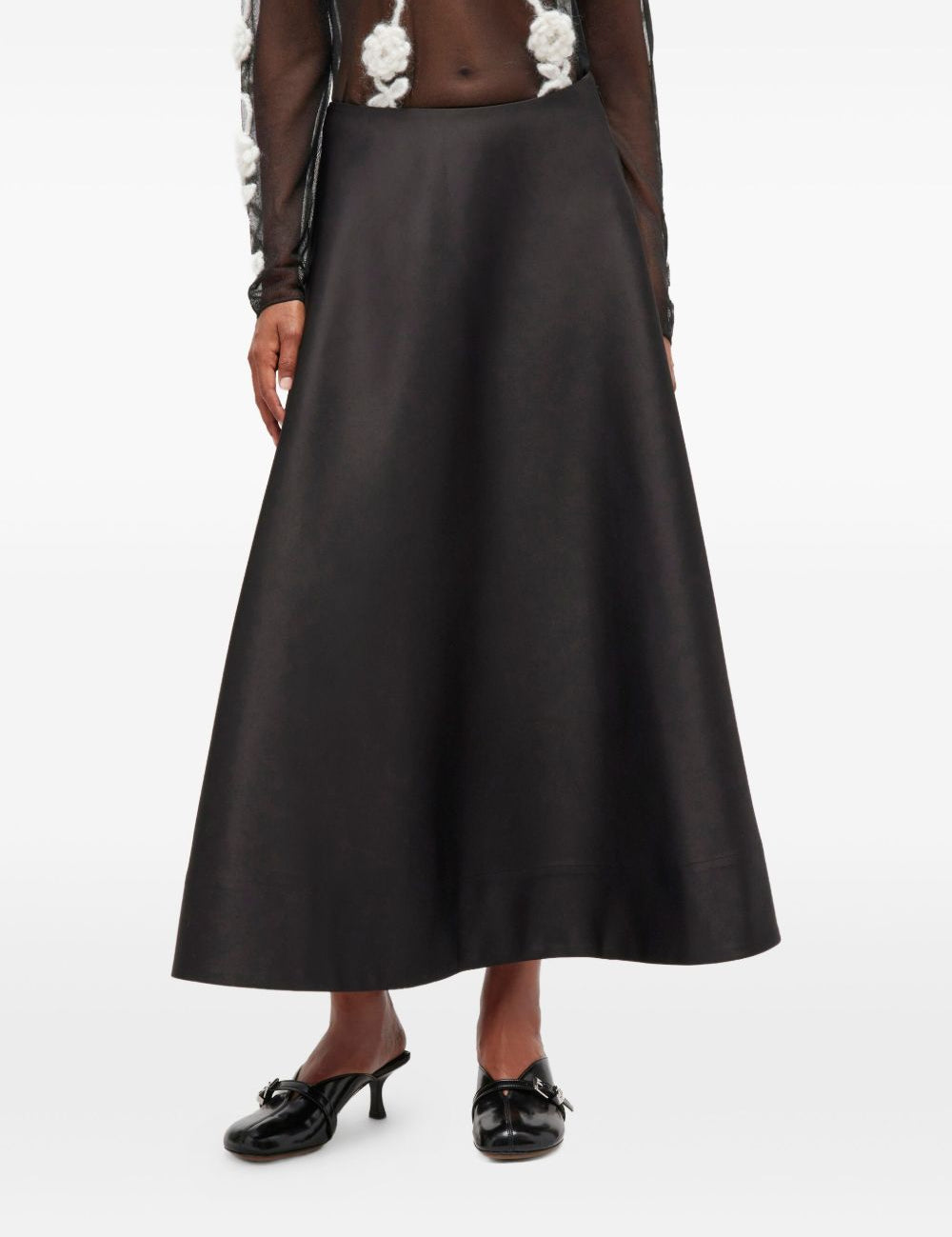 Gonna lunga satinata in nero Ganni - donna 