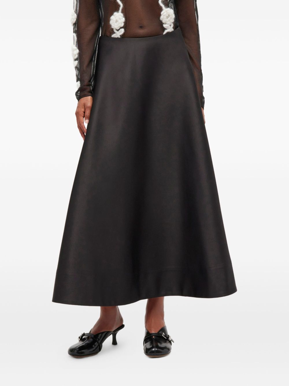 Gonna lunga satinata in nero Ganni - donna 