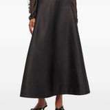 Gonna lunga satinata in nero Ganni - donna 