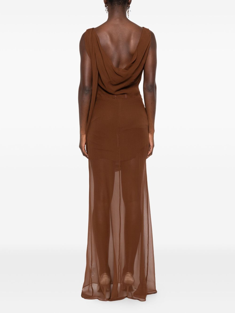 Abito con drappeggio in marrone Giuseppe Di Morabito - donna 