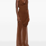 Abito con drappeggio in marrone Giuseppe Di Morabito - donna 