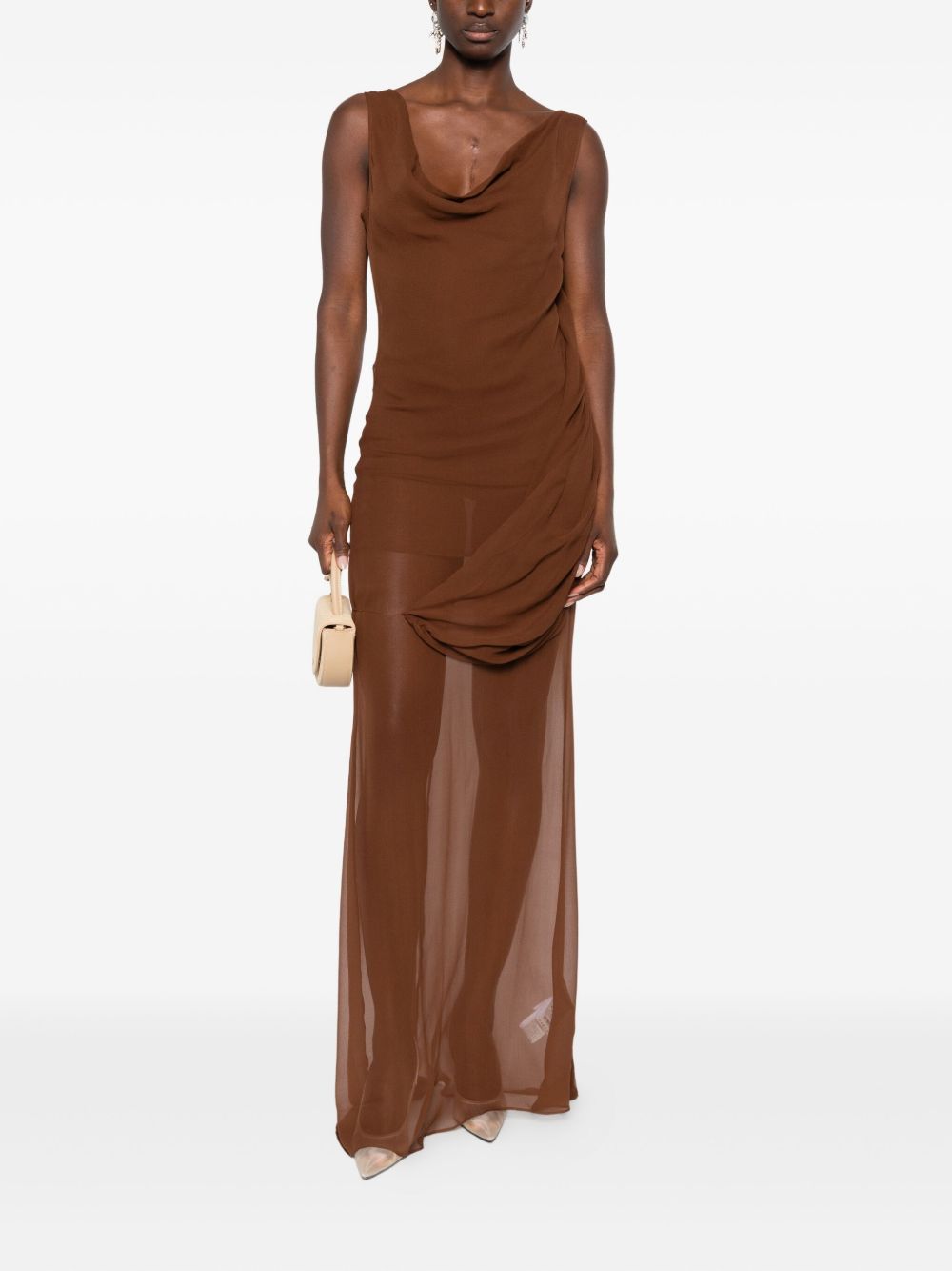 Abito con drappeggio in marrone Giuseppe Di Morabito - donna 