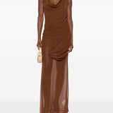 Abito con drappeggio in marrone Giuseppe Di Morabito - donna 