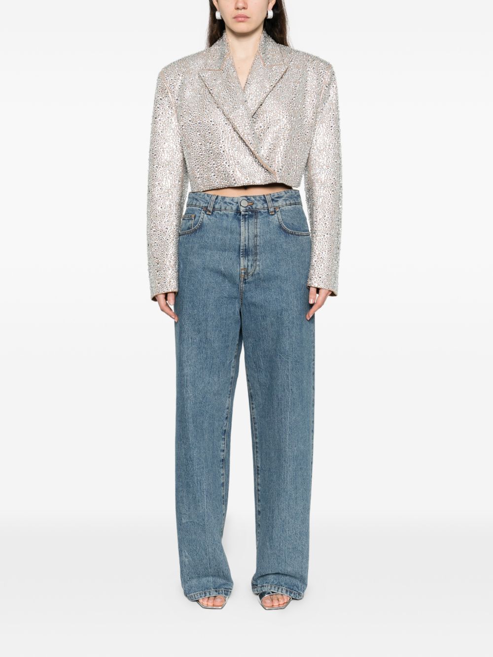 Giacca cropped con cristalli in beige Giuseppe di morabito - donna 