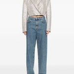 Giacca cropped con cristalli in beige Giuseppe di morabito - donna 