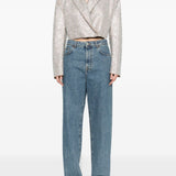 Giacca cropped con cristalli in beige Giuseppe di morabito - donna 