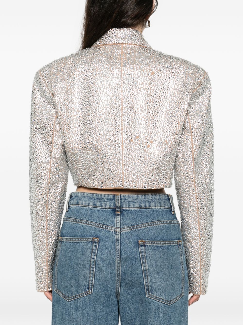 Giacca cropped con cristalli in beige Giuseppe di morabito - donna 