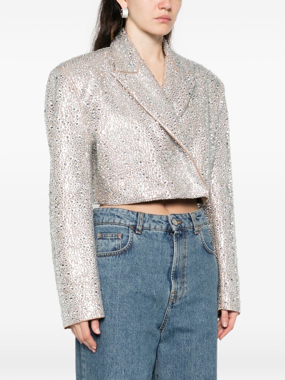Giacca cropped con cristalli in beige Giuseppe di morabito - donna 