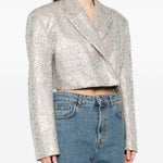 Giacca cropped con cristalli in beige Giuseppe di morabito - donna 