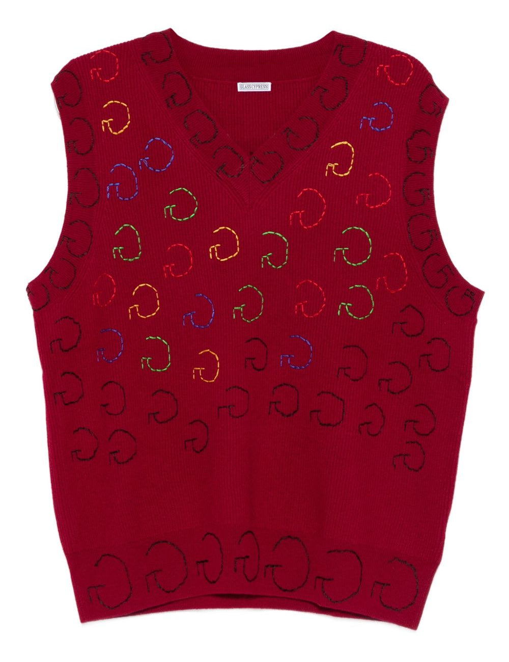 Gilet con ricamo in rosso Glass cypress - uomo 