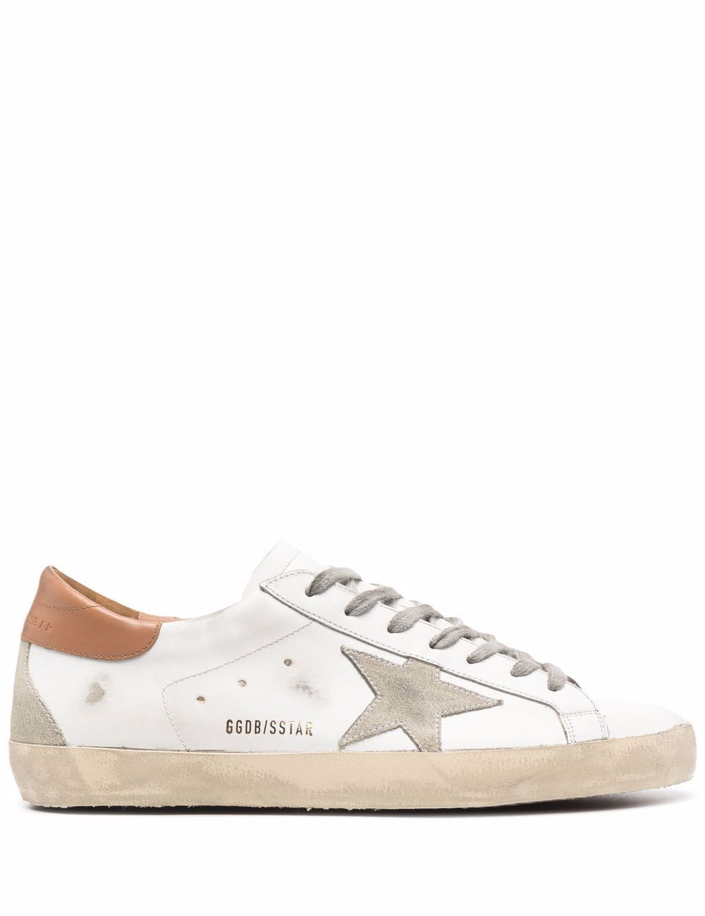 Scarpe superstar in bianco e marrone 