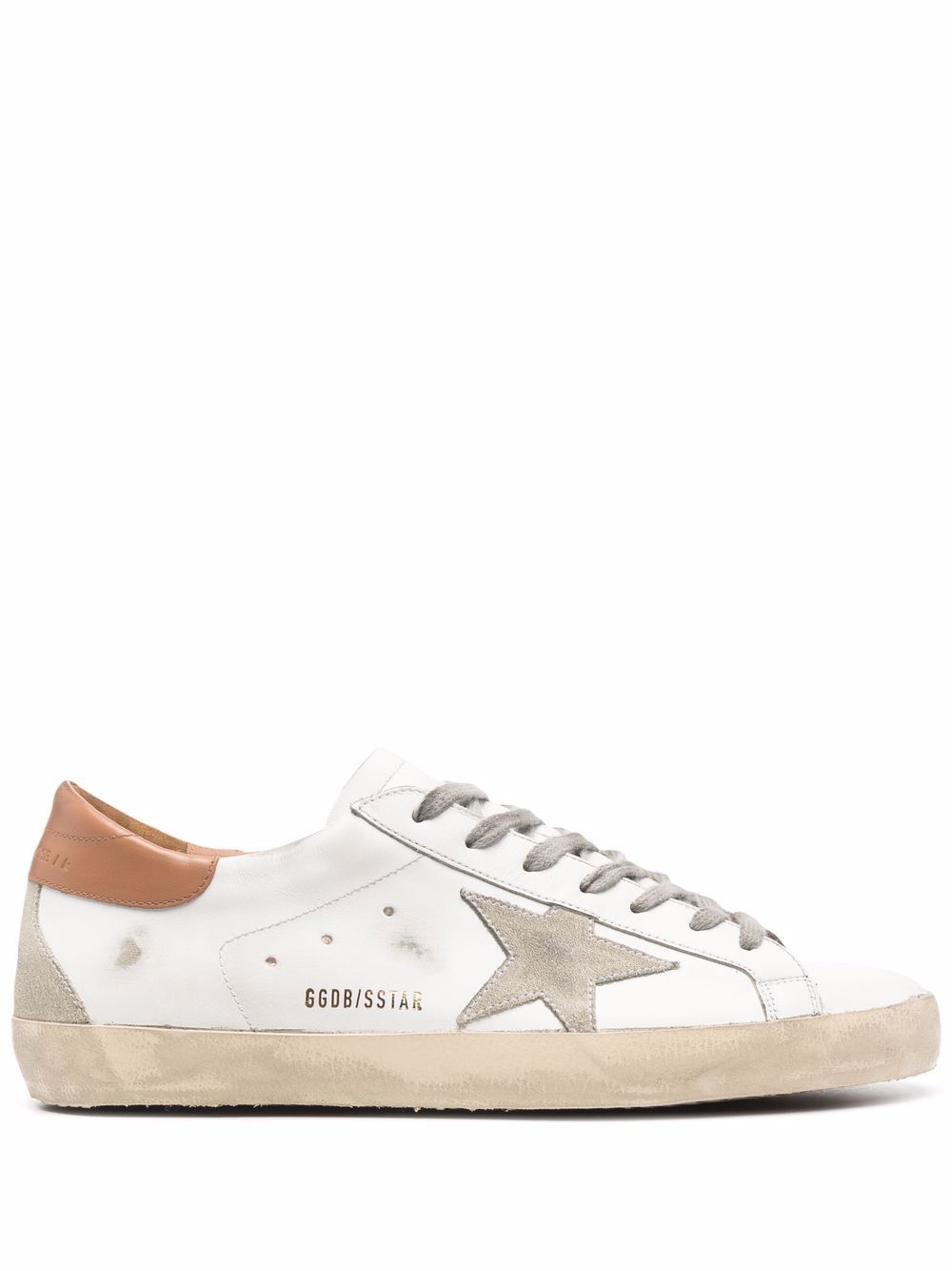 Scarpe superstar in bianco e marrone 