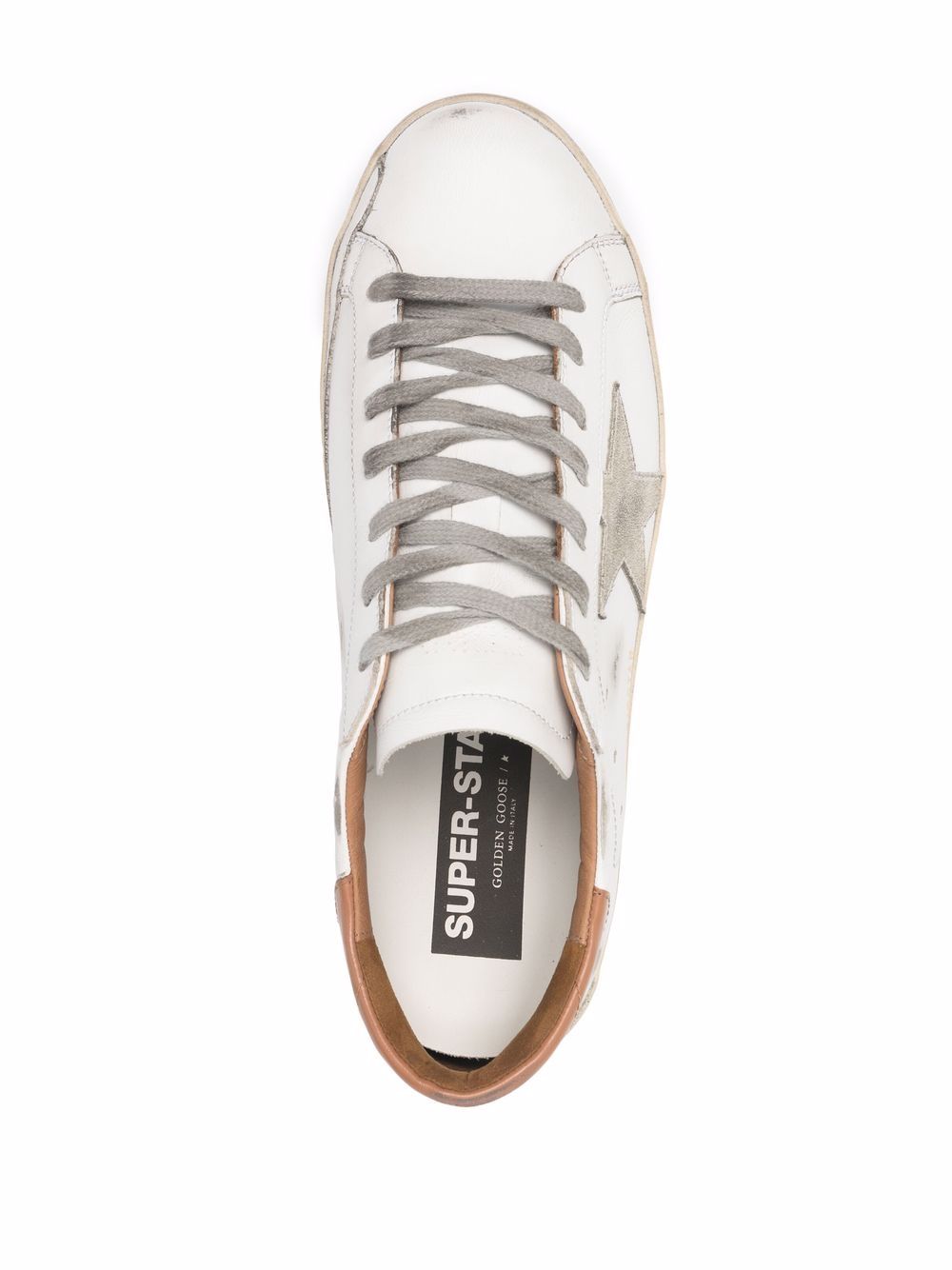 Scarpe superstar in bianco e marrone 
