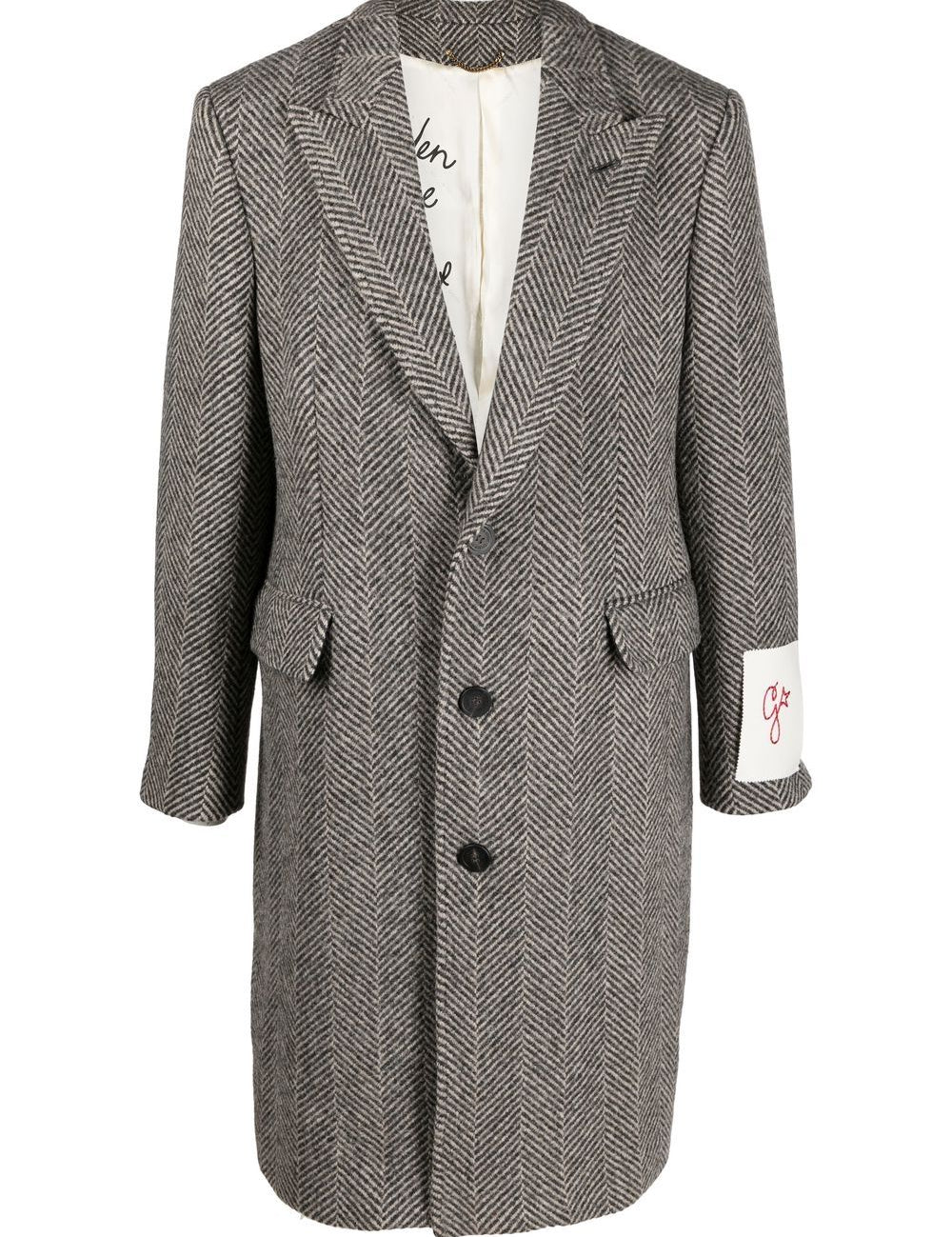 Cappotto monopetto con applicazione in grigio GOLDEN GOOSE - uomo 