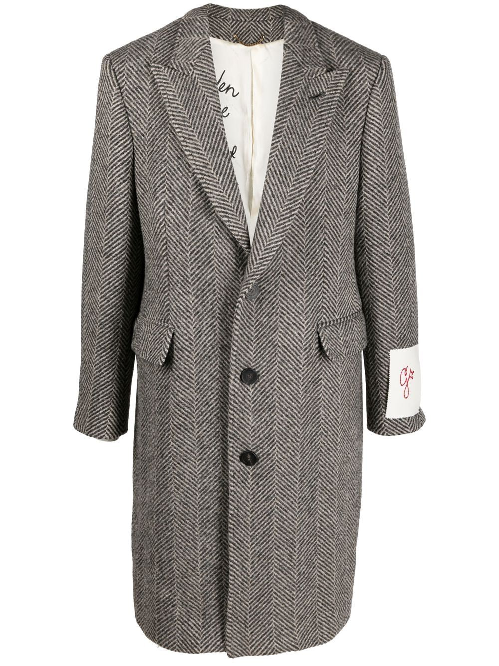 Cappotto monopetto con applicazione in grigio GOLDEN GOOSE - uomo 
