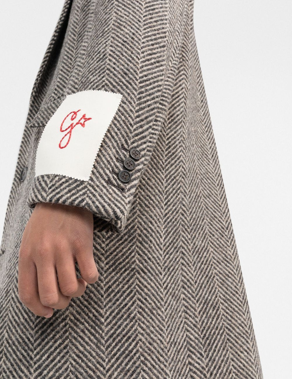 Cappotto monopetto con applicazione in grigio GOLDEN GOOSE - uomo 