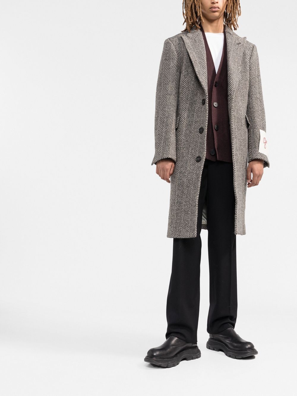 Cappotto monopetto con applicazione in grigio GOLDEN GOOSE - uomo 