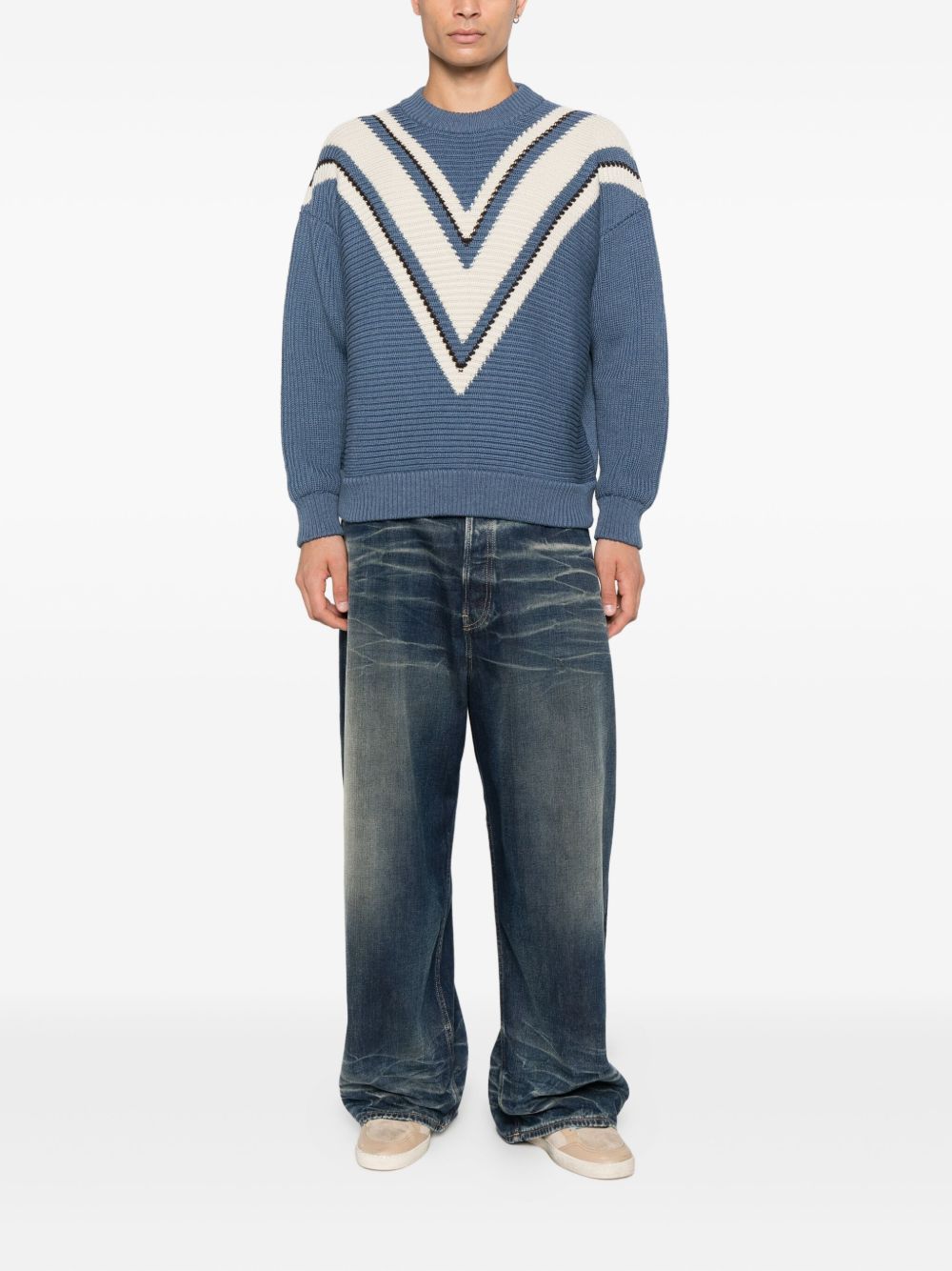 Maglione in lana con scollo a V in blu Golden goose - uomo 