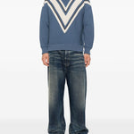 Maglione in lana con scollo a V in blu Golden goose - uomo 