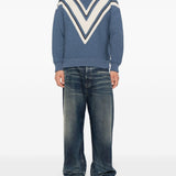 Maglione in lana con scollo a V in blu Golden goose - uomo 