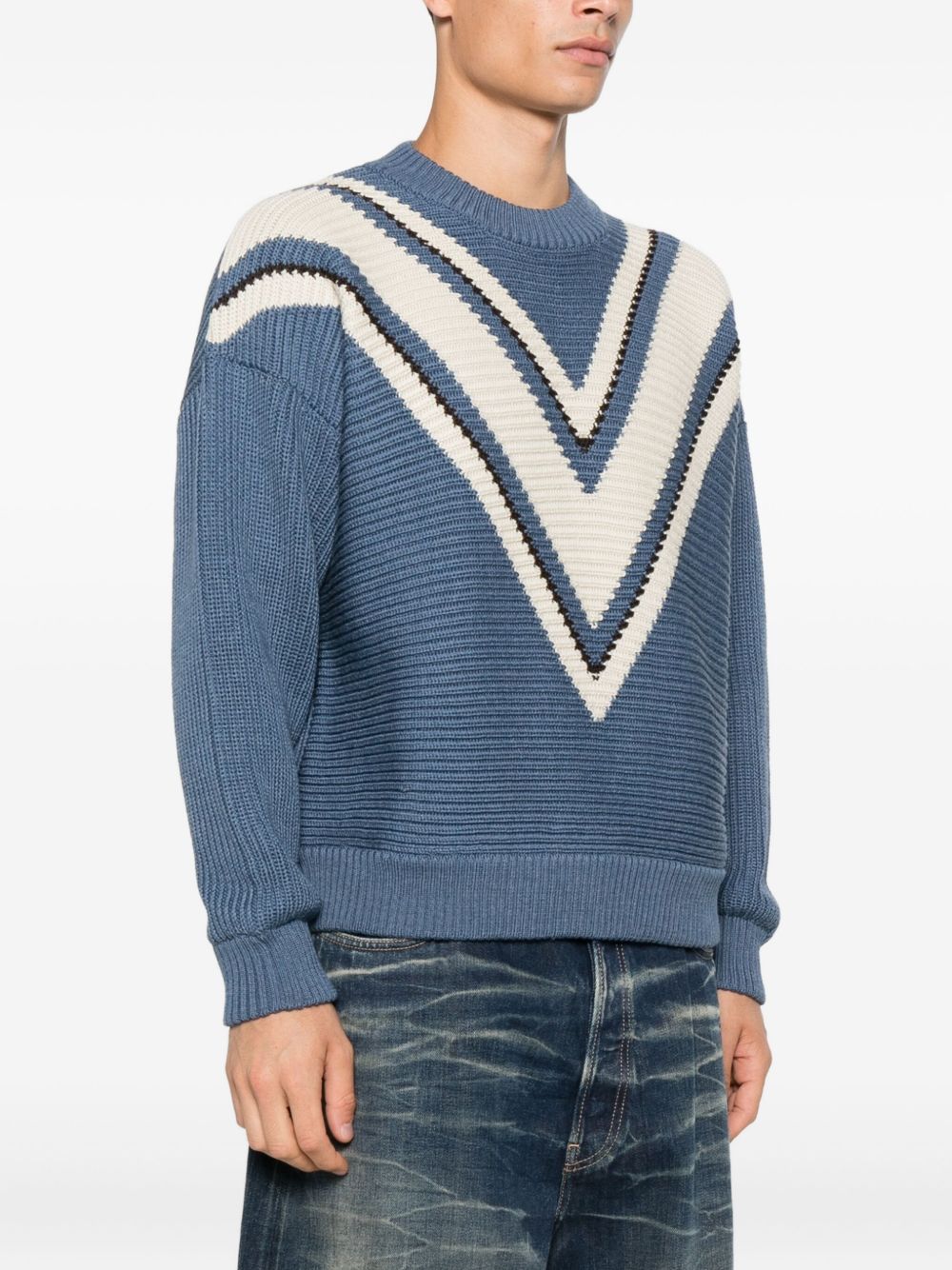 Maglione in lana con scollo a V in blu Golden goose - uomo 