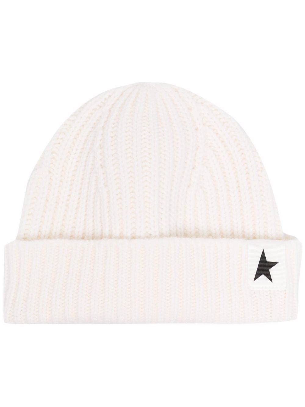 Berretto a costine con toppa a stella in bianco Golden goose - unisex 