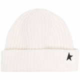 Berretto a costine con toppa a stella in bianco Golden goose - unisex 