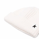 Berretto a costine con toppa a stella in bianco Golden goose - unisex 