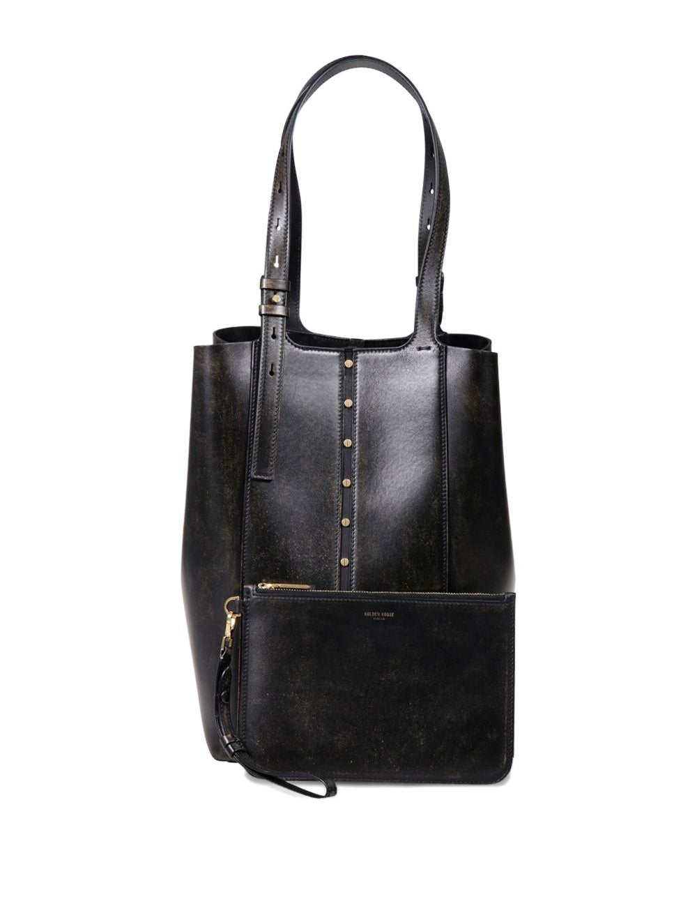 Borsa shopping 24.7 in pelle in nero Golden goose - donna 