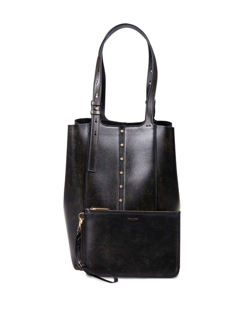 Borsa shopping 24.7 in pelle in nero Golden goose - donna 