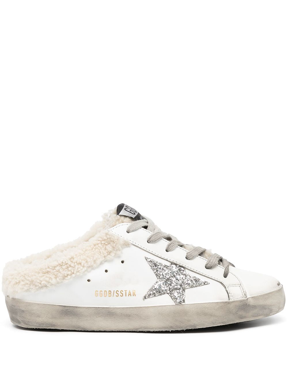 Mules-sneakers Super-Star in bianco, argento e beige - GOLDEN GOOSE donna 