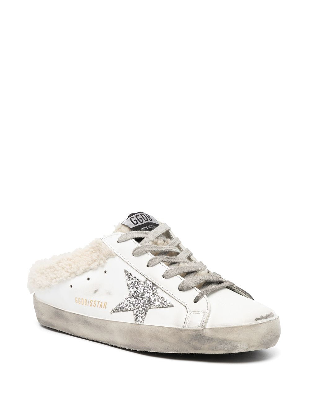 Mules-sneakers Super-Star in bianco, argento e beige - GOLDEN GOOSE donna 