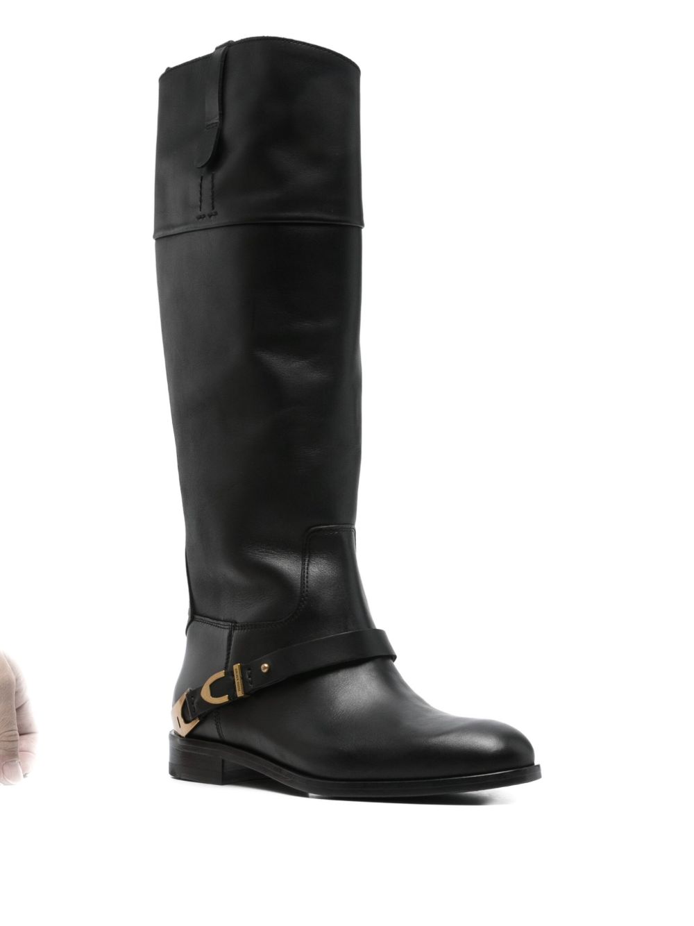 Stivali alti al ginocchio con fibbia charlie in nero Golden goose - donna 