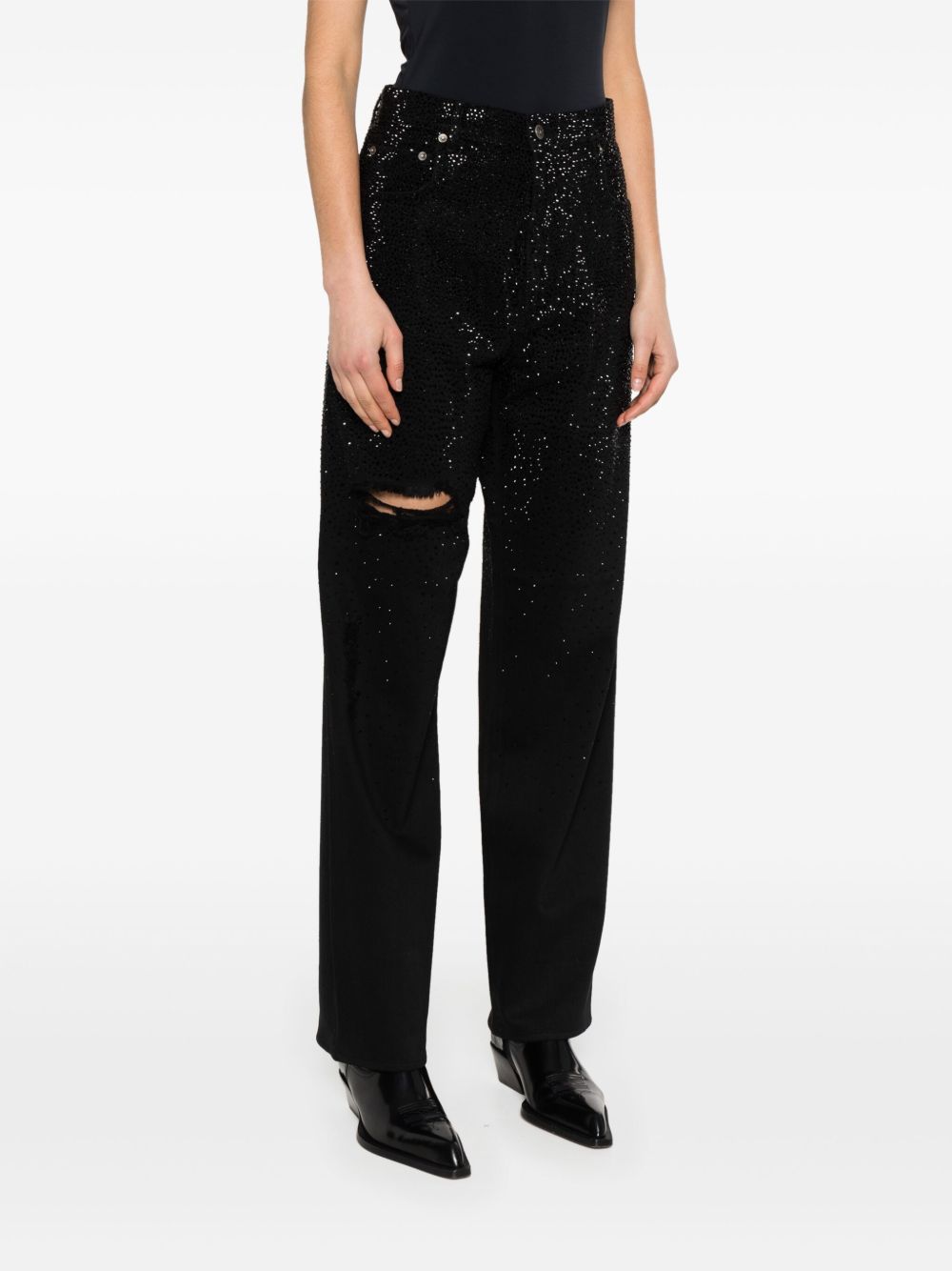 Jeans a gamba affusolata con cristalli in nero Golden goose - donna 