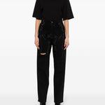 Jeans a gamba affusolata con cristalli in nero Golden goose - donna 