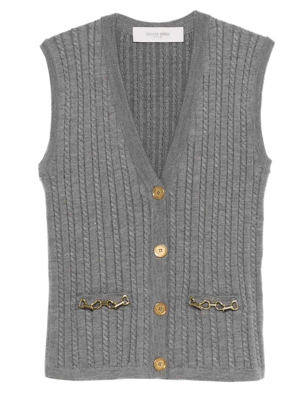 Gilet in maglia con bottoni in grigio Golden goose - donna 