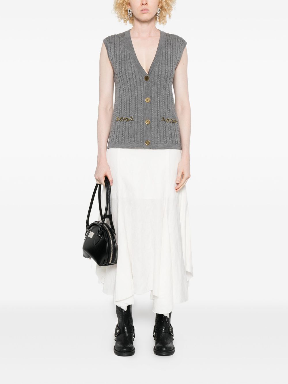 Gilet in maglia con bottoni in grigio Golden goose - donna 