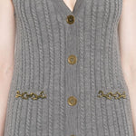 Gilet in maglia con bottoni in grigio Golden goose - donna 
