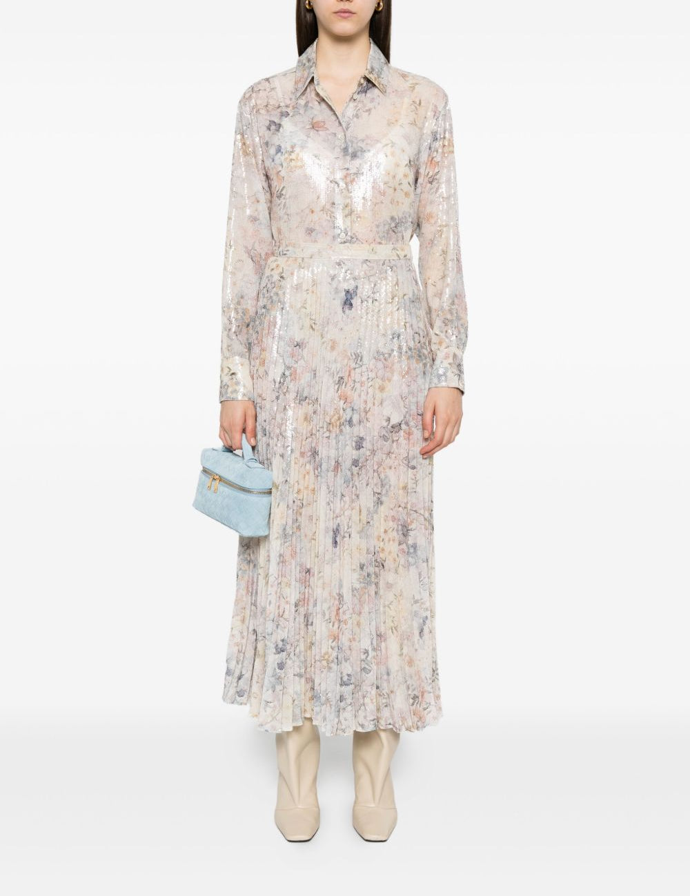 Gonna plissettata con paillettes in bianco Golden goose - donna 