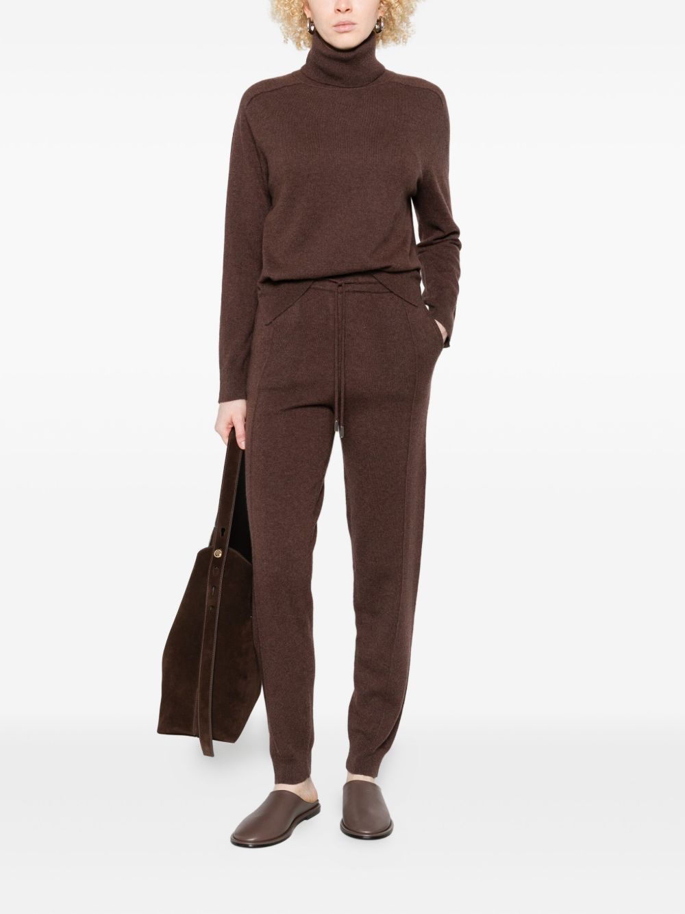Pantaloni con coulisse in maglia in marrone Gotha - donna 