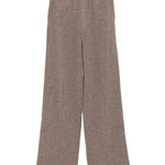 Pantaloni a gamba larga in maglia in marrone Gotha - donna 