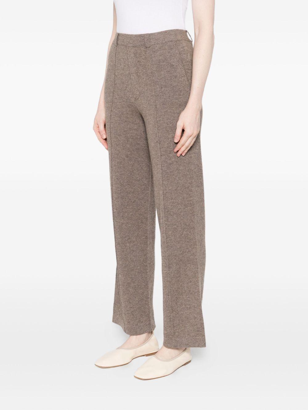 Pantaloni a gamba larga in maglia in marrone Gotha - donna 