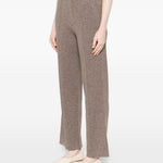 Pantaloni a gamba larga in maglia in marrone Gotha - donna 