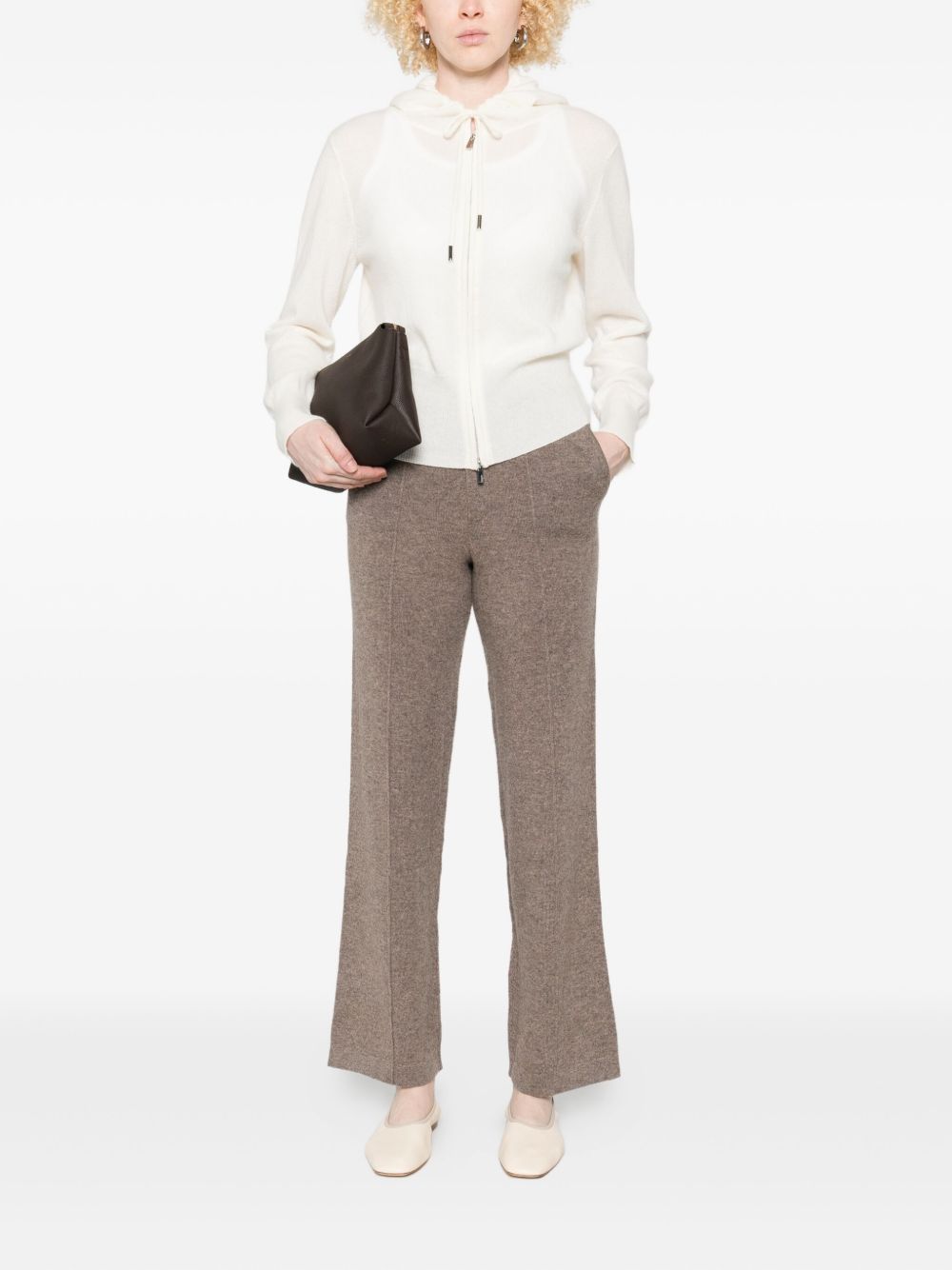 Pantaloni a gamba larga in maglia in marrone Gotha - donna 
