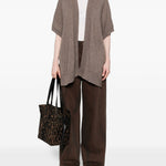 Cardigan a maniche corte in beige Gotha - donna 