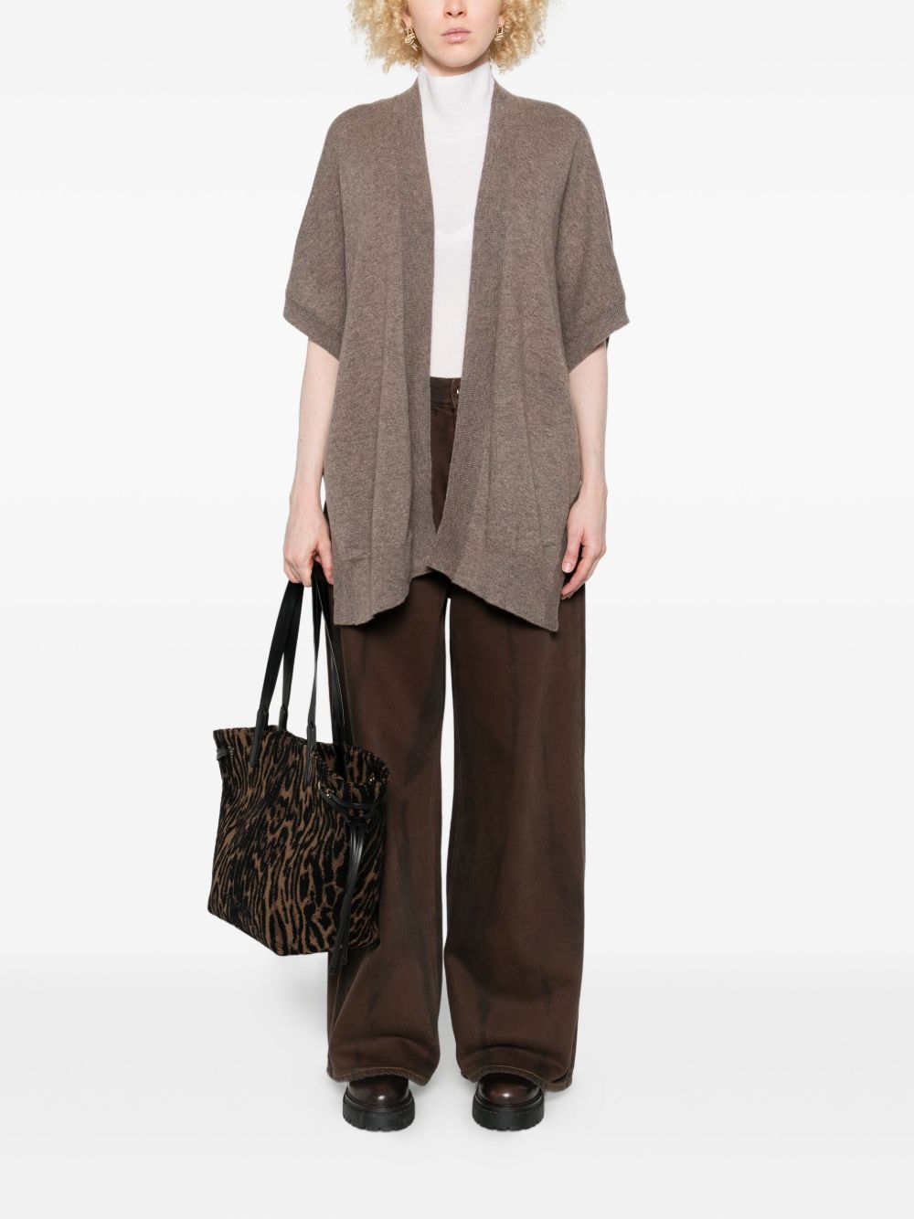 Cardigan a maniche corte in beige Gotha - donna 