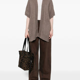 Cardigan a maniche corte in beige Gotha - donna 